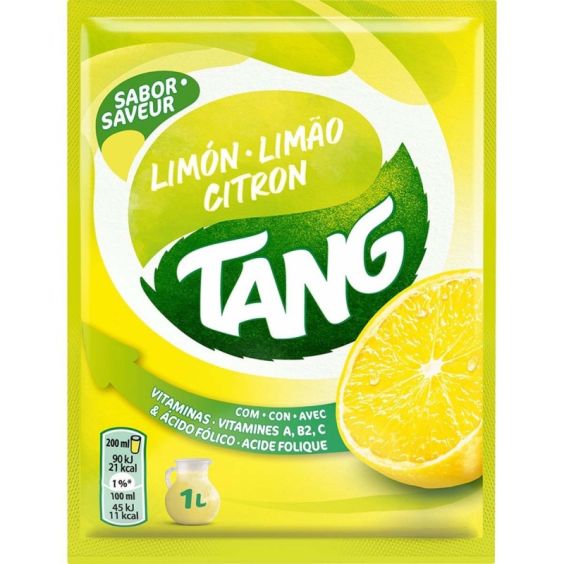 Tang , la boisson qui va vous faire voyager dans le temps.  1 sachet de tang citron =1 litre de boissons.