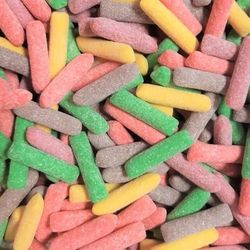 Hitschies acidulés en forme de craies gout fruités vendu en poche de 100 gr